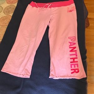 Pink Panther cropped sweatpants with tie waist